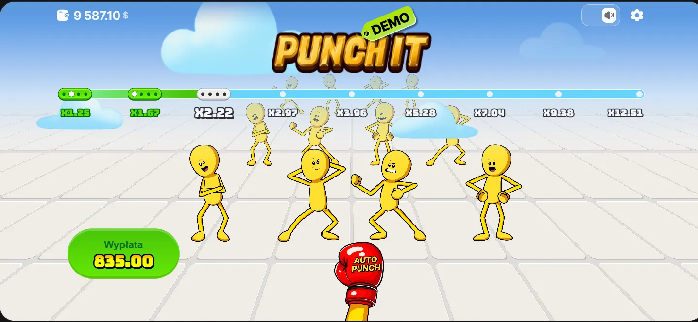 Punch It - wybór stawki i trybu gry